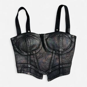 Black Metallic Fashion Nova Bustier Top
